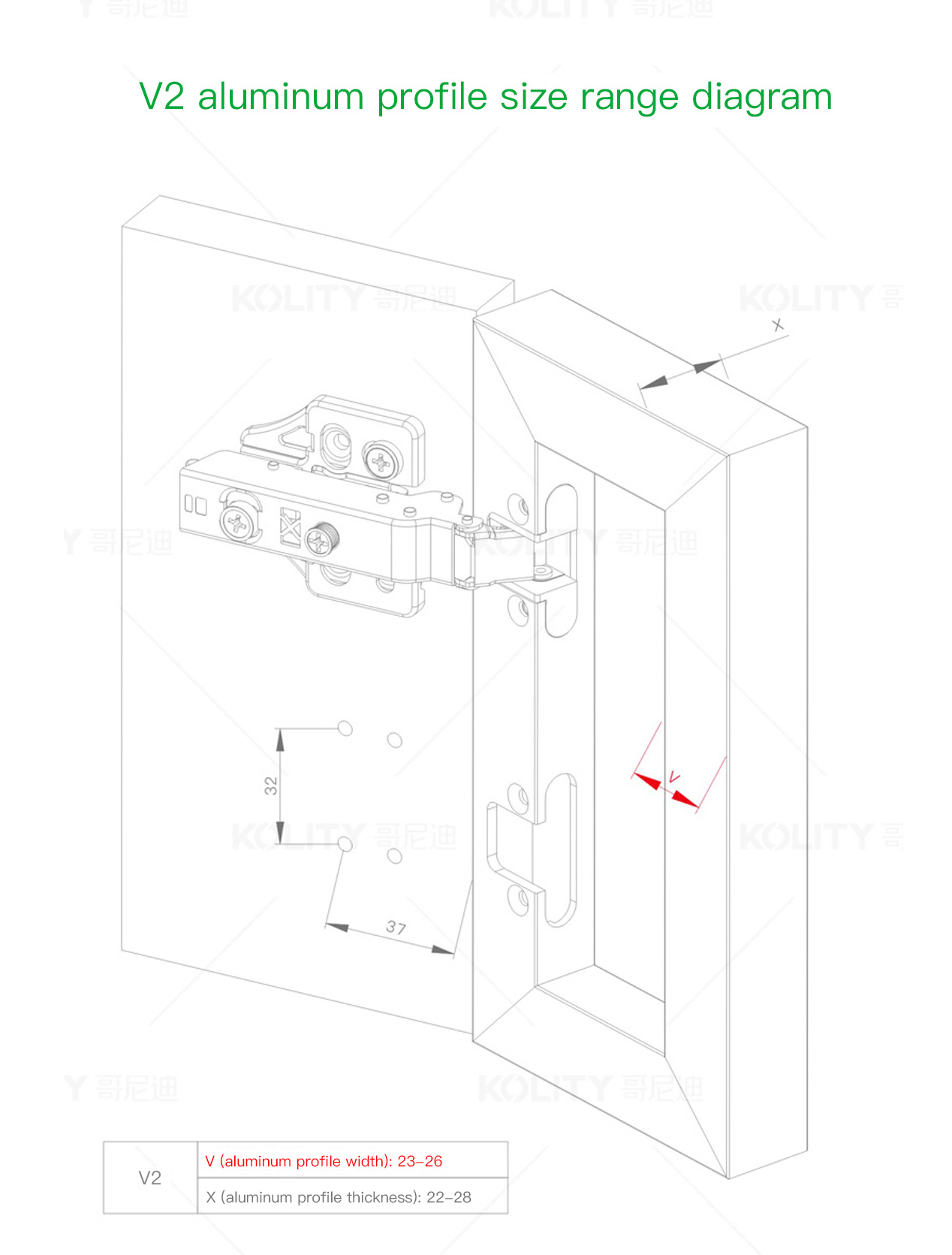 K62-LKH-V2 Thick Aluminum Frame Hinge